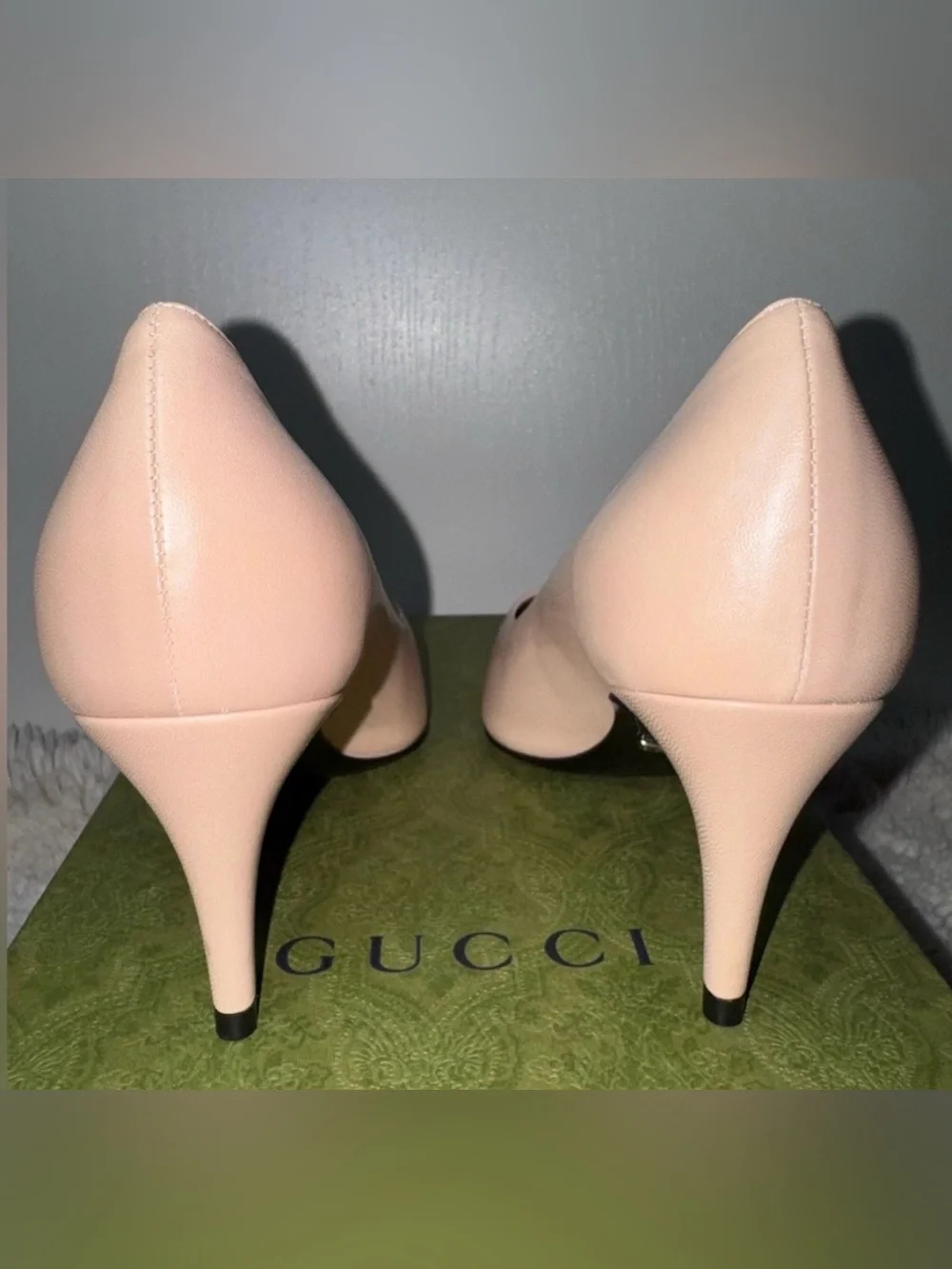 Gucci Leather Pointed Toe Double G Mid-Heel Slip On Pump Women’s Size 6 - Picture 3 of 10